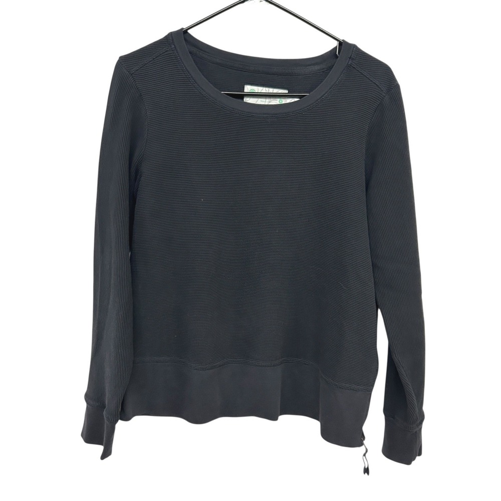 Aventura Organic Cotton Ribbed Pullover M Black Zip‎ Cuff Minimalist Casual
